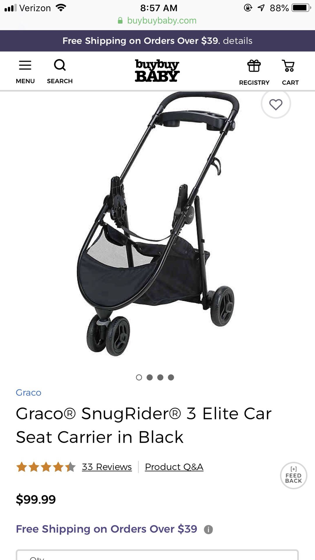 Graco snugrider car seat carrier stroller