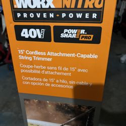 Worx Nitro 40V 15” Cordless Attachment-Capable String Trimmer