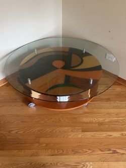 Round Glass Top Coffee Table with Casters