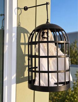 Hanging Caged Ghost Skeleton Outdoor/Indoor Halloween Decor