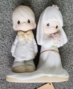 Precious Moments Porcelain Bisque Bride and Groom Figurine