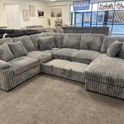 Light Gray Corduroy Sofa Sectional Set - Free Delivery Promo 