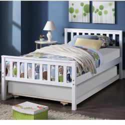 Twin Bed With Trundle White