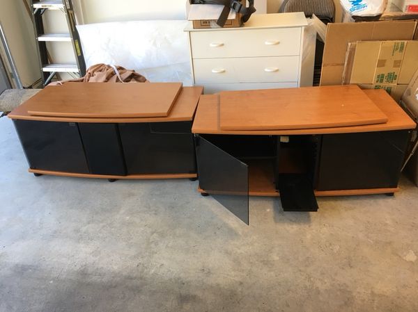 Tv Stand With Swivel Top Swinging Gl Doors Lot Of 2 For Tv Stand With Swivel Top Swinging Gl Doors Lot Of 2