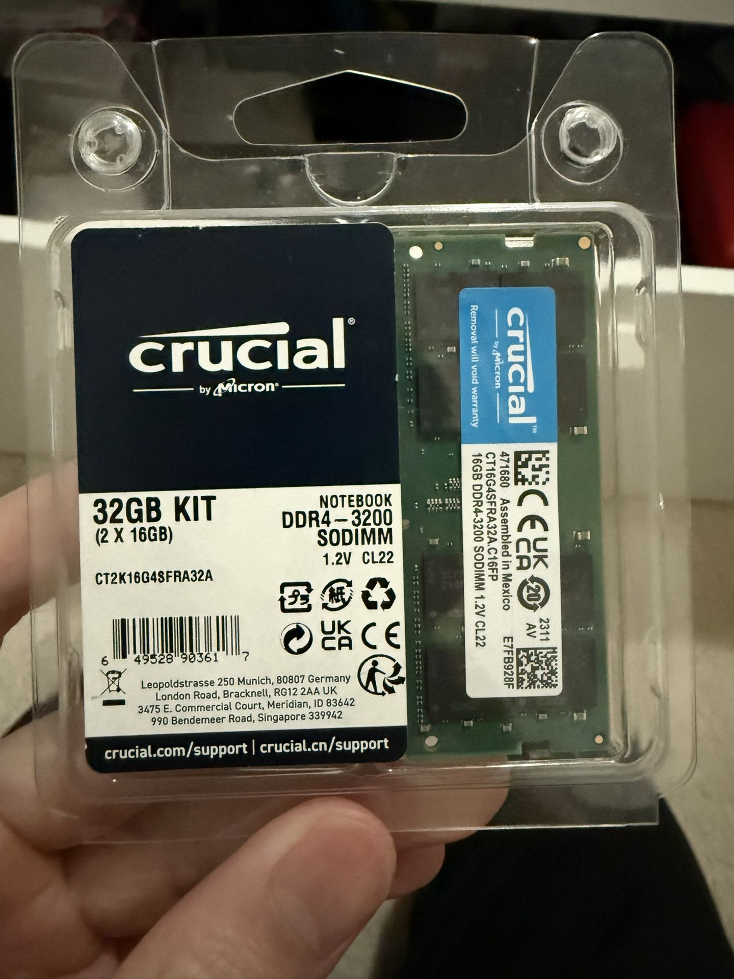 Crucial DDR4 Ram 32GB (16GB X 2)