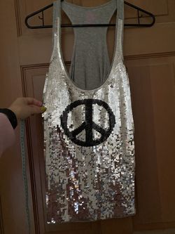Sequin Peace Sign Tank 