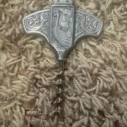 Vintage KONGE Tinn Pewter Corkscrew Viking Norway