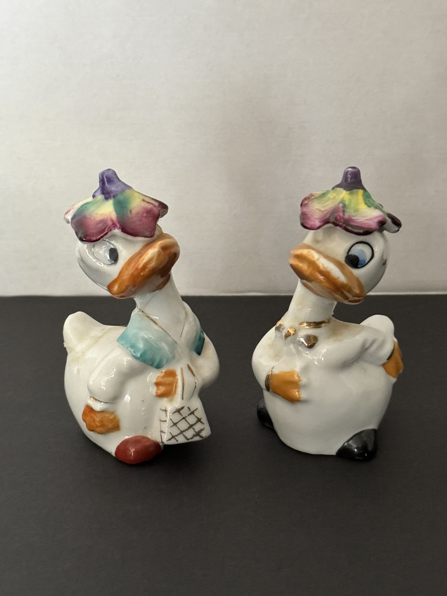 Salt & Pepper 1950’s Disney? Porcelain Mrs & Mr Duck
