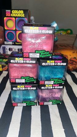 Nee Doh Nice Cube Glitter & Glow Squish Toys – Lot of 5