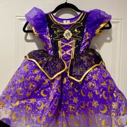 DISNEY GIRL'S MINNIE HALLOWEEN WITCH GOWN + MATCHING WITCH HAT SIZE 4T