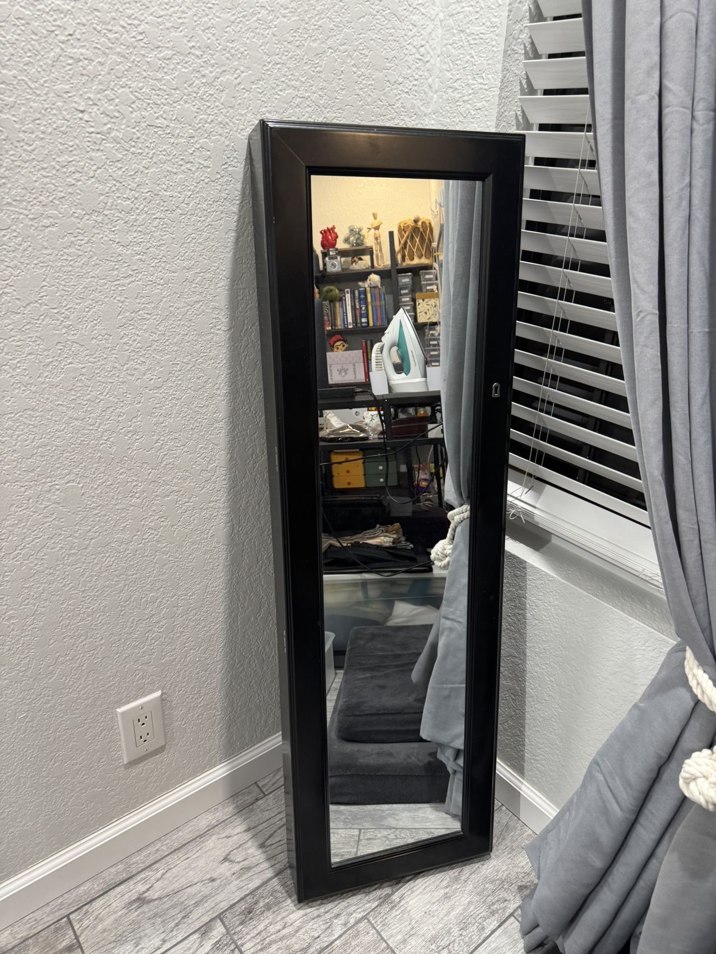 Black Wall Mounted Jewelry Cabinet/ Armoire- Used