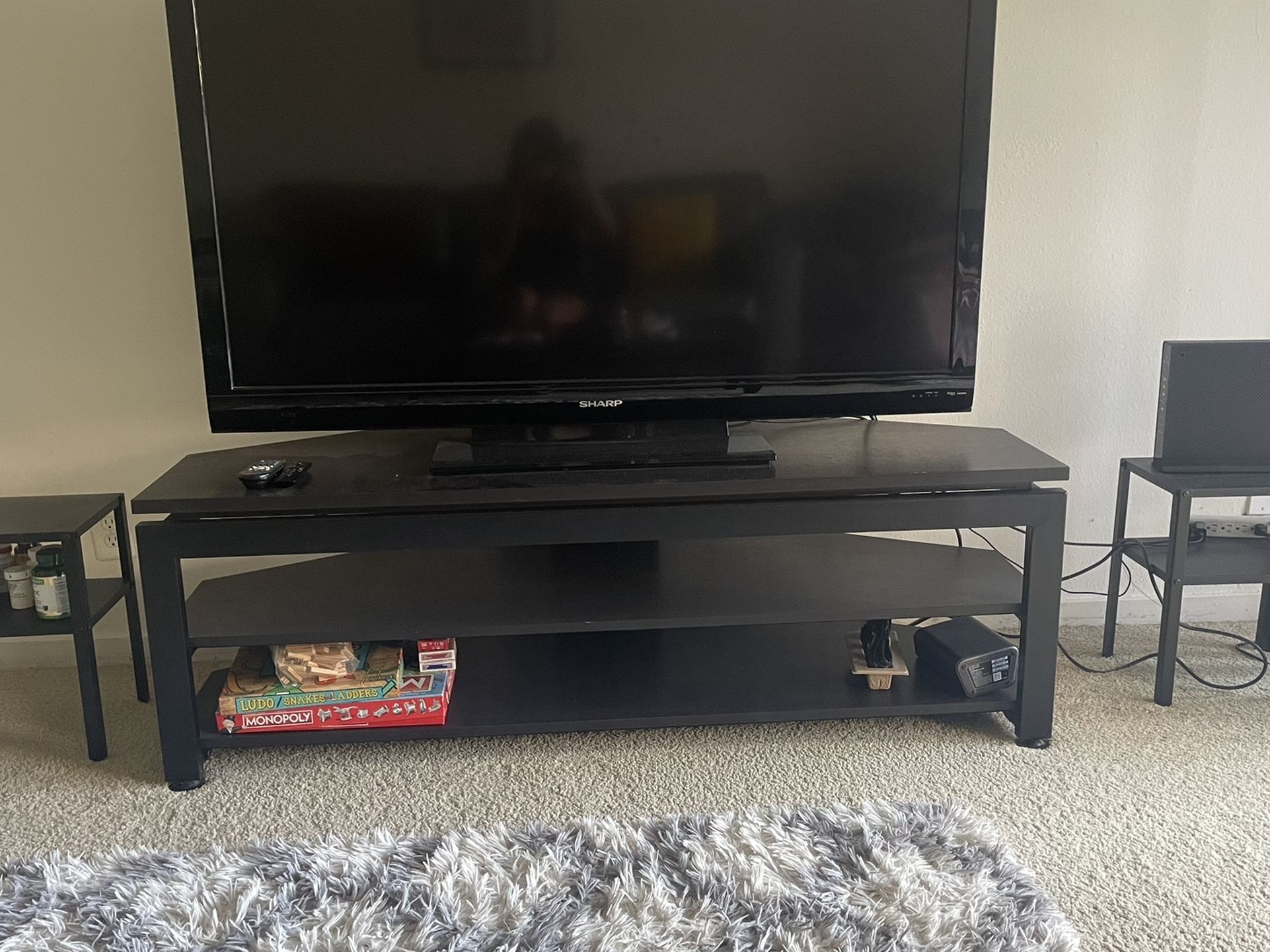 75 “inch TV With The TV Stand And Two Side Tables For Sale