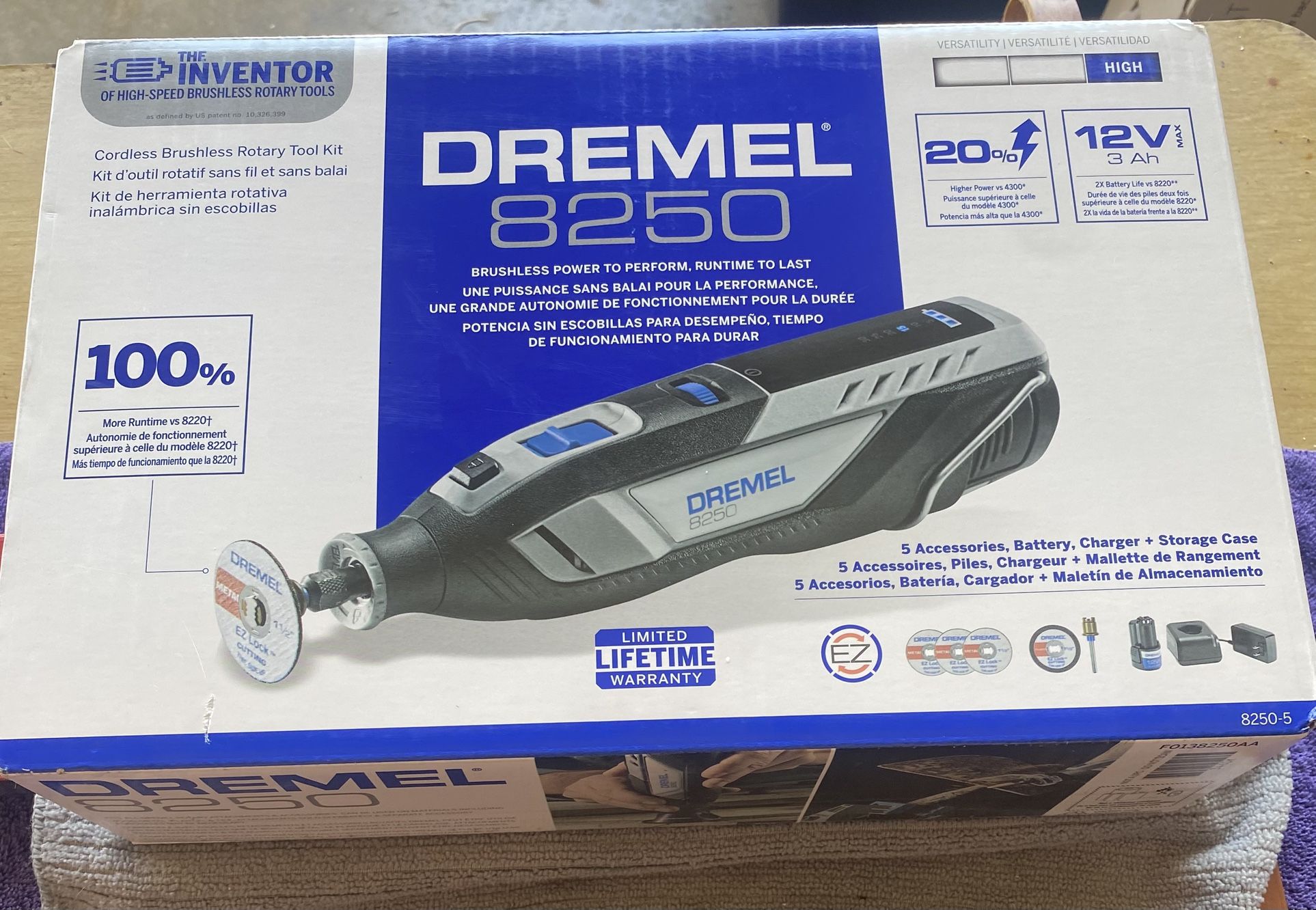 New Dremel 8250 12V Lithium-Ion Cordless Brushless Rotary Tool Kit 5,000-30,000 RPM