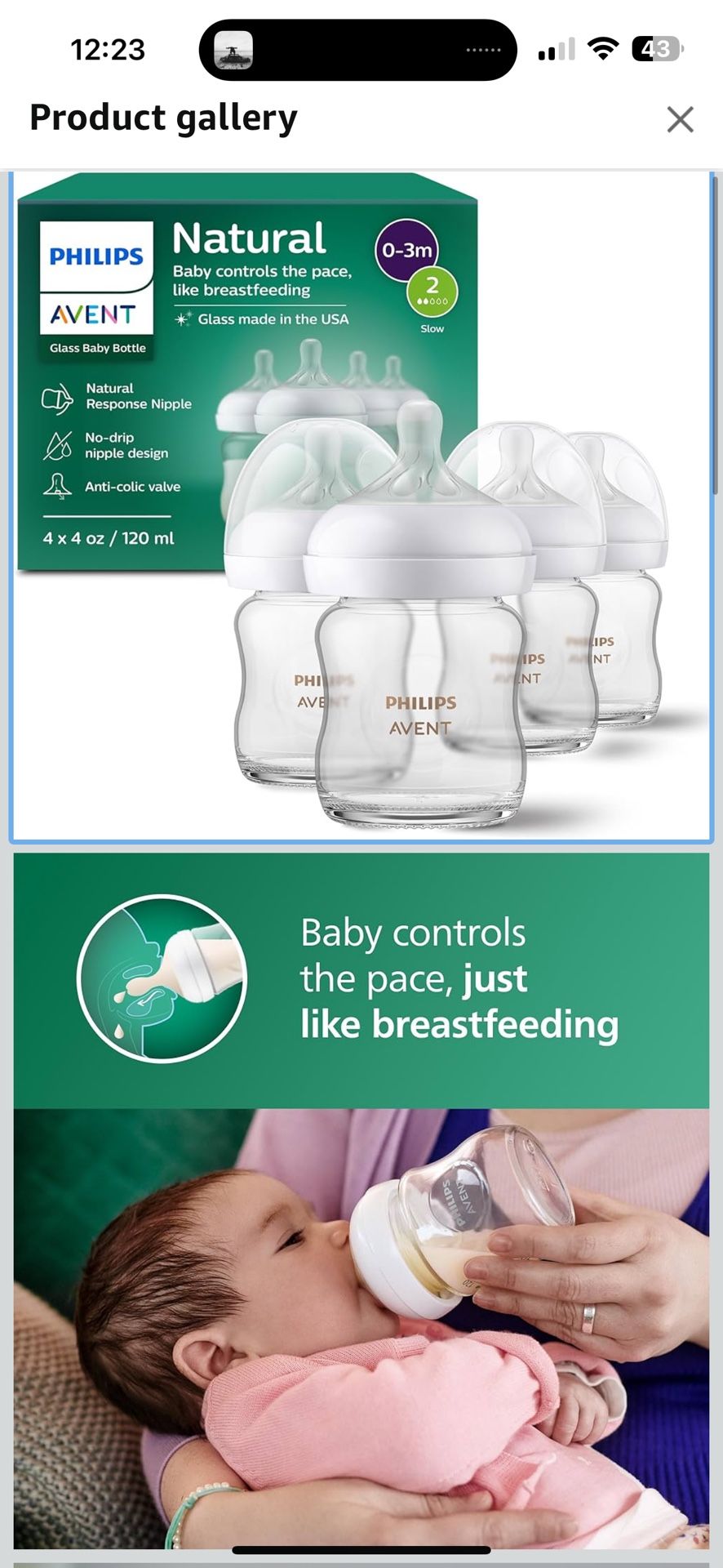 Philips Avent Natural Glass Baby Bottles