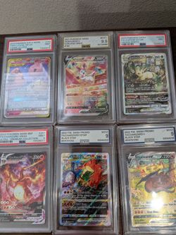 Pokemon TCG Slabs PSA AGS 9 10 Charizard VMAX VSTAR Tag Team Crown Zenith Cosmic Eclipse Leafeon Sylveon Evolving Skies Charizard Sylveon Tag Team Lea