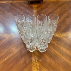 9 VINTAGE BOHEMIEN CZECHOSLOVAKIAN PINWHEEL CRYSTAL GLASSES VERY HEAVY