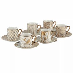 Matrix Gold Porcelain Espresso Cup & Saucer Set – 6