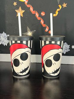 DISNEY JACK SKELLINGTON TO GO CUPS! QUALITY MADE ( WITH STRAW) BRAND NEW WITH TAGS