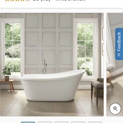 OVE Decors Natalie Freestanding Bathtub with Faucet and Reversible Drain $700