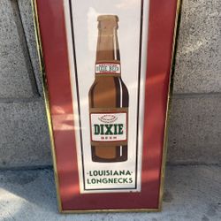Vintage Dixie Beer “Louisiana Longnecks” Framed Bar Art – Retro Wall Decor