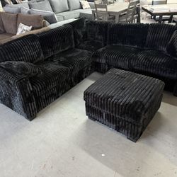 New Corduroy Sectional And Ottoman 