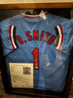 Ozzie Smith Signed Framed St. Louis Cardinals Jersey