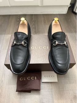 Gucci Men's Classic Black Leather Horsebit Loafers Shoes Size 9.5 US / 9+ Gucci