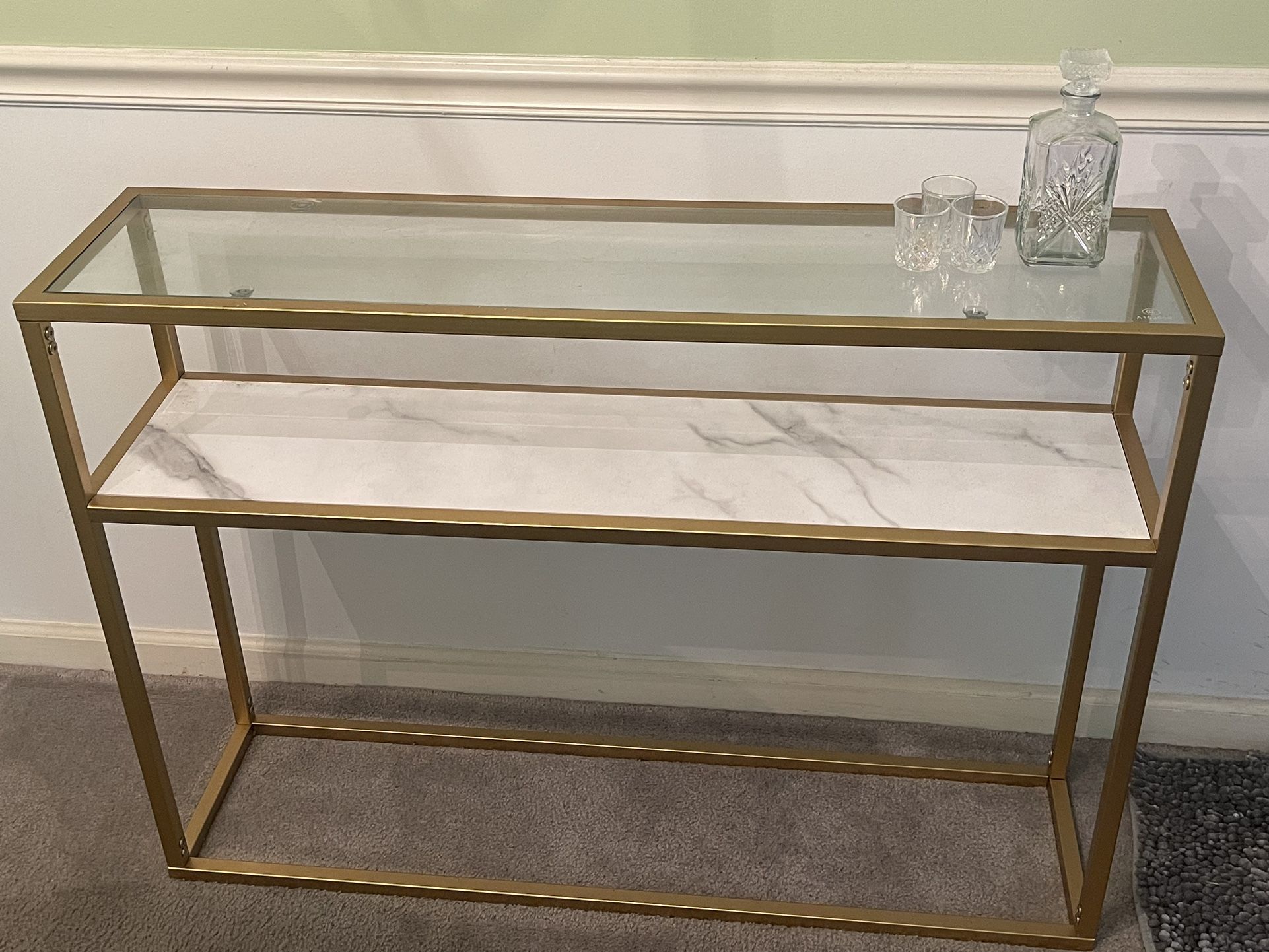 Beautiful Gold and Marble Walk in Side Table