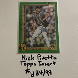 Nick Pivetta San Diego Padres Pitcher Topps Short Print Insert Card. 