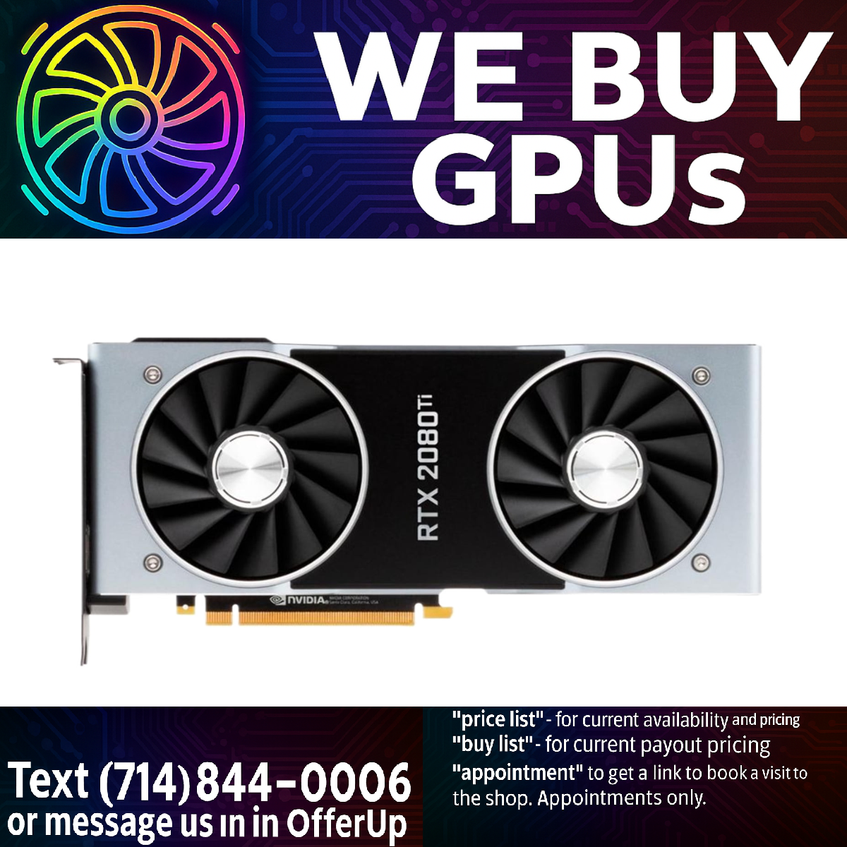 NVIDIA GeForce RTX 2080 Ti Founders Edition - Professionally Refurbished - 3 Month Warranty - Local Business - Fixed Price
