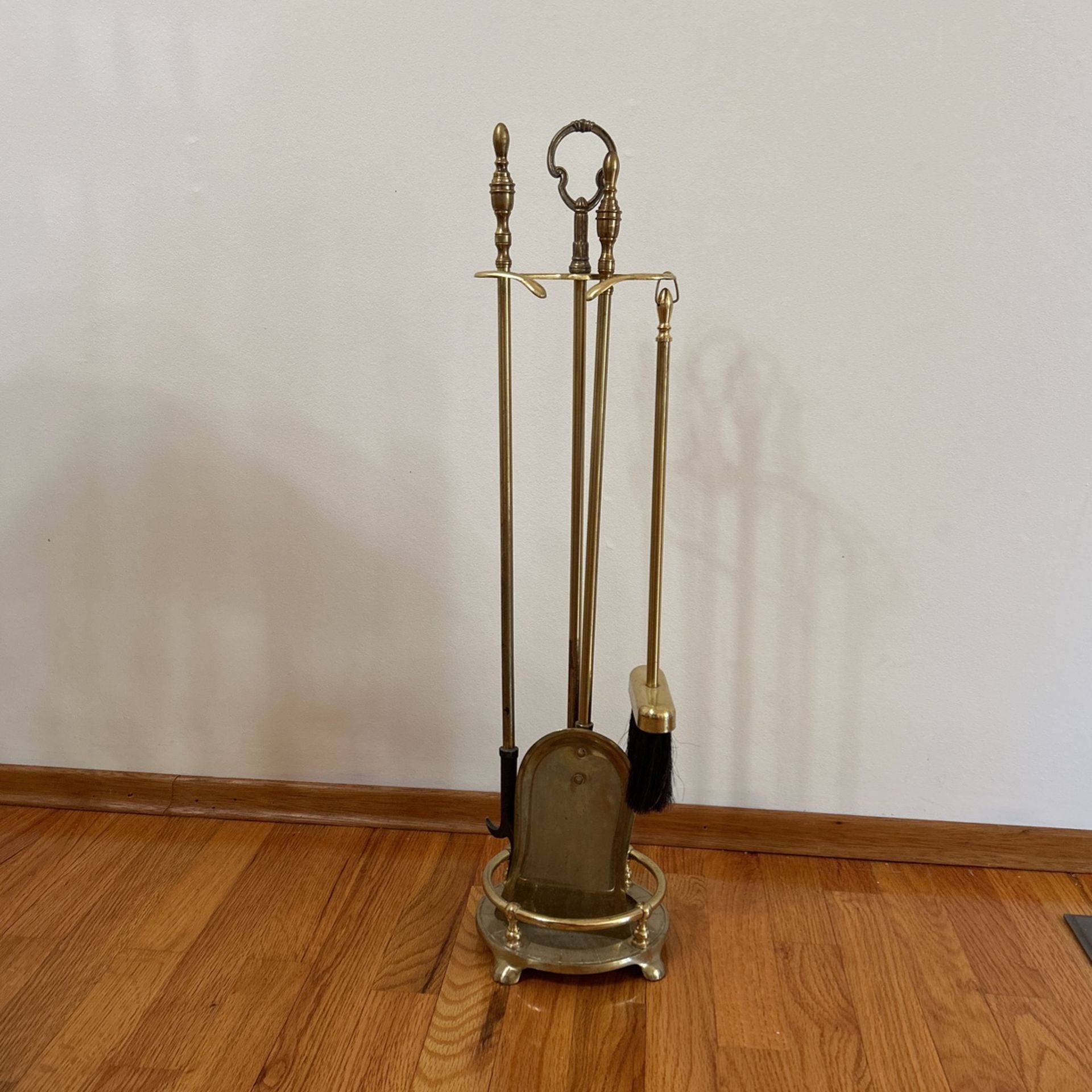 Vintage Brass 3 Piece Plus Stand Fireplace Tools