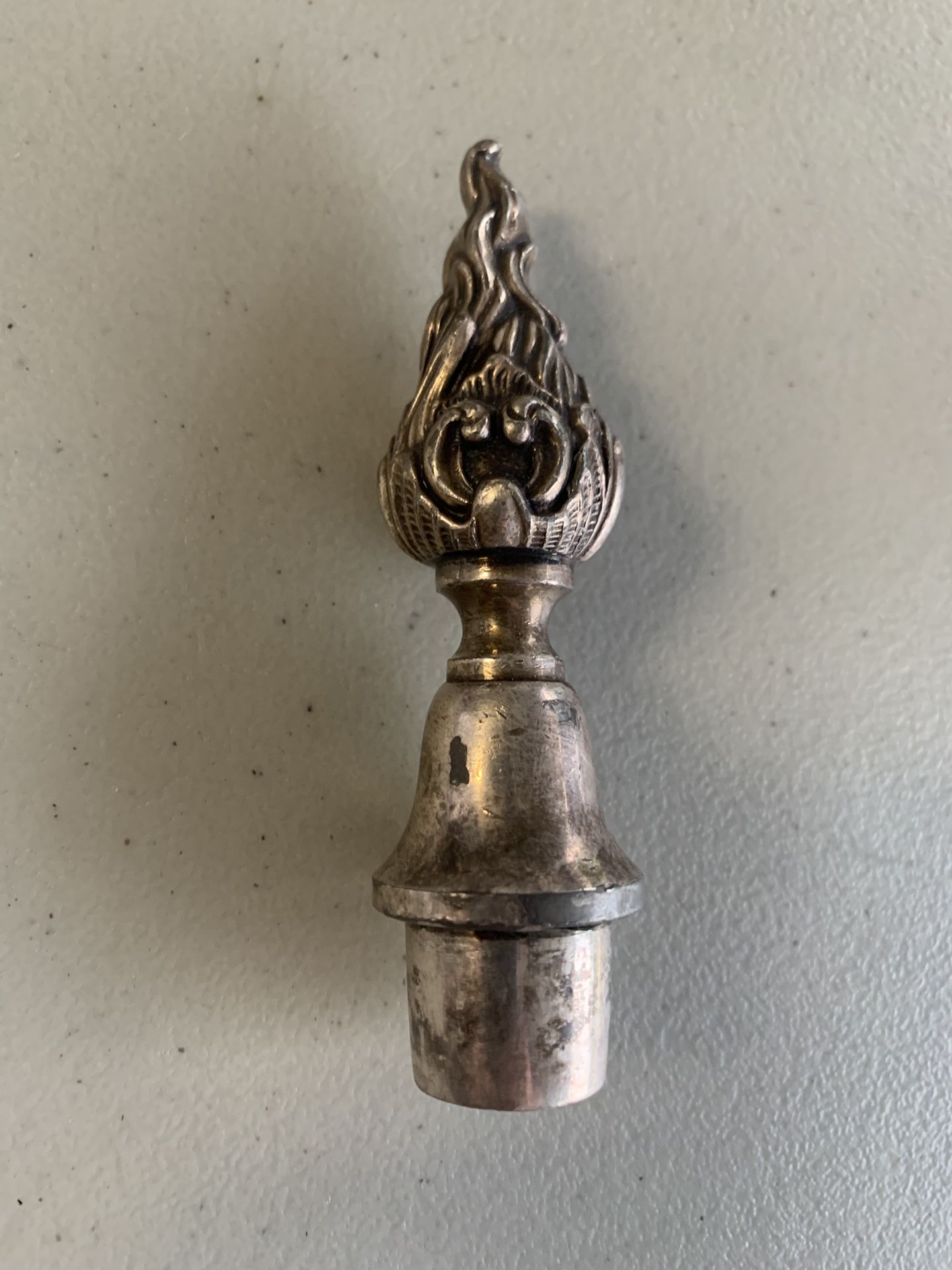 Antique Silverplate Candelabra Flame Finial