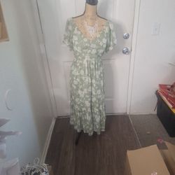 Off Shoulder Sage Green Dress