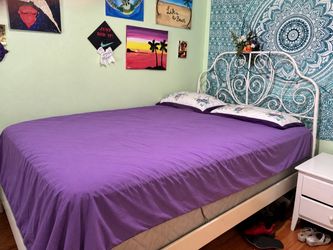 White Metal Scroll Bed Frame
