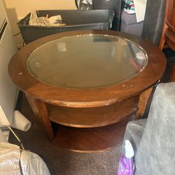 3 Level Coffee Table With Glass Top