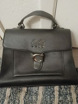 LouLu Black Leather Top Handle Handbag