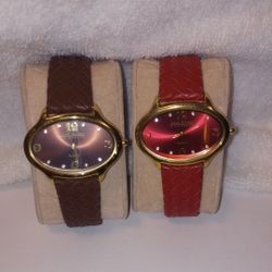 2 Genuine Leather Joan Rivers Classic Quartz Watches