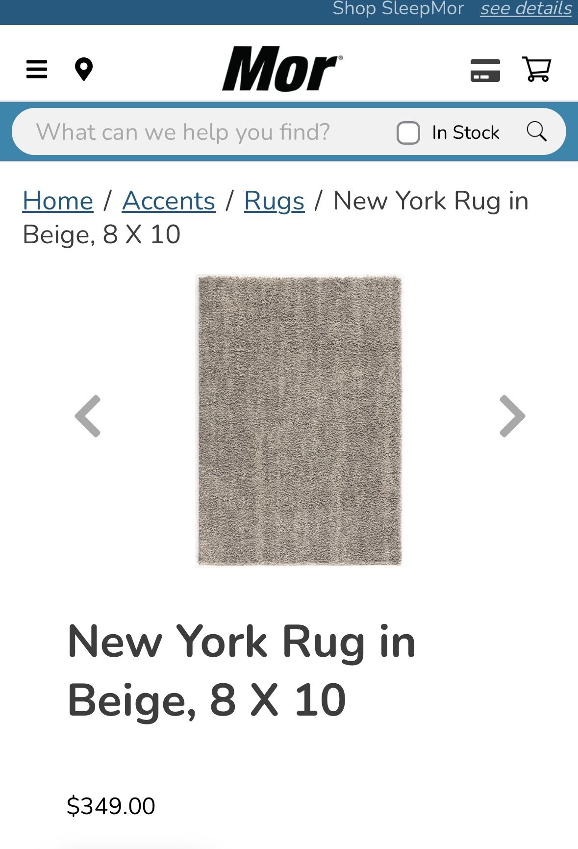 8X10 Mor furniture carpet