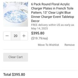 French Blue Floral Chargers
