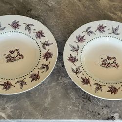 Disney Tigger Winnie the Pooh 100 Acre Woods 9" Rimmed Soup/Salad Plate/Bowl Set of 2