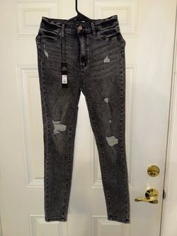 Fashion Nova Distressed Gray Skinny Jeans