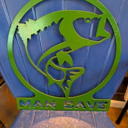 MANCAVE Metal Bass Fish Sign