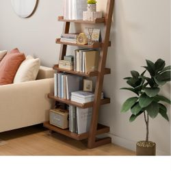 BRAND NEW...5  Tier Wooden Ladder Shelf Leaning Ladder Bookcase 55.1" H Walnut
Stable Structure, Liv