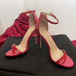Red, Ankle Strap Heels