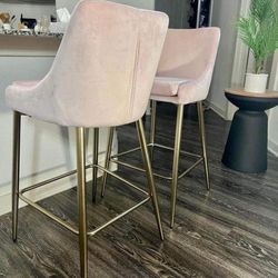 Bar Stools New in Packagings Stunning Pink Velvet Modern Design Retailed For $575.99.