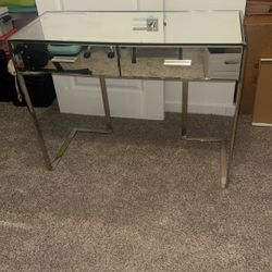 2 Drawer Mirrored Desk