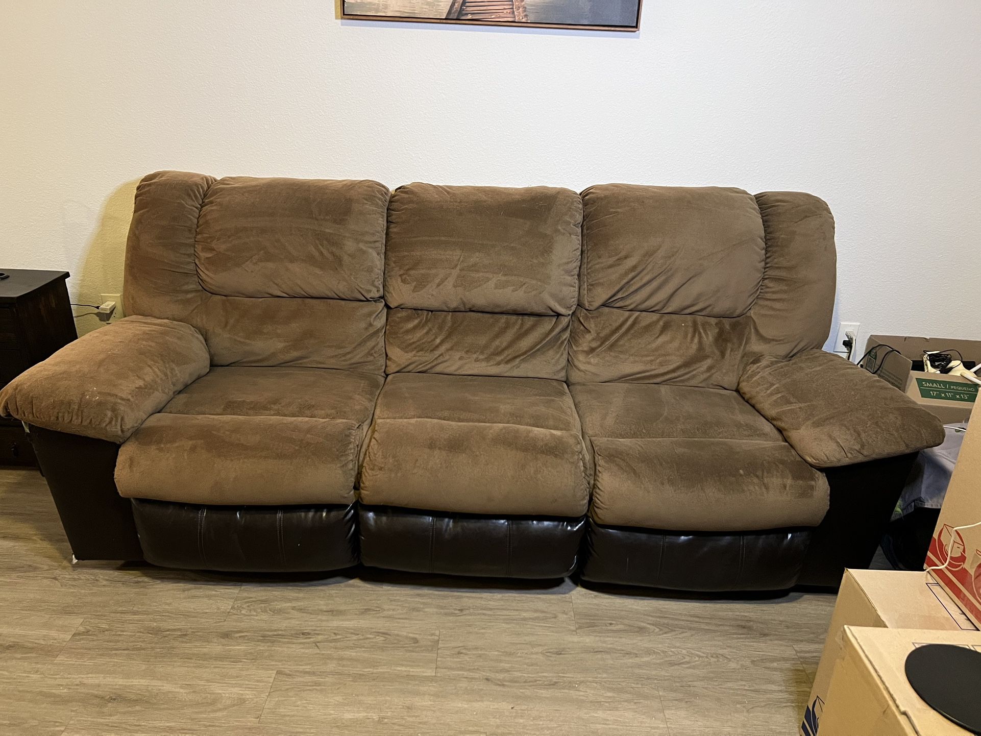 Free Brown Reclining Sofa – Pickup Only