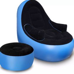 Inflatable Couch with Armrest＆Ottoman, Blow Up Lounger Chair