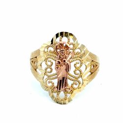 Woman’s Ladies 10k Two Toned Rose Yellow Gold Santa Muerte Ring Size 8.5 GP3118234