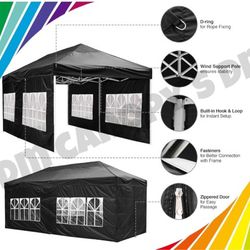 InstaHibit 10x20' Easy Pop Up Canopy with Removable Sidewalls 420D Waterproof Folding Wedding Party Tent Outdoor White